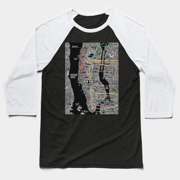 New york city subway street map Baseball T-Shirt by ol1ie